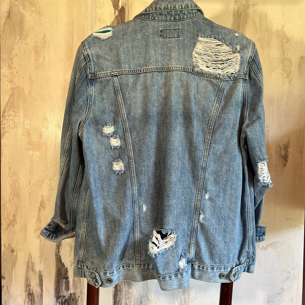 Lucky Brand Denim Distressed Jean Jacket Size XL - Picture 2 of 5